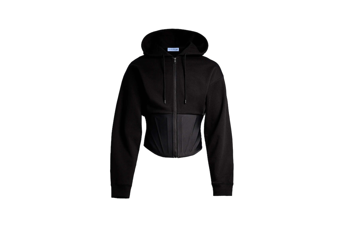 Pre-owned Mugler H&m Corset-waist Hooded Jacket (mens) Black