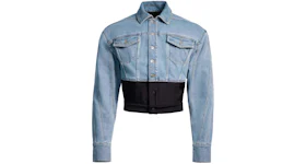 Mugler H&M Defined-Waist Denim Jacket (Mens) Light Denim Blue/Black