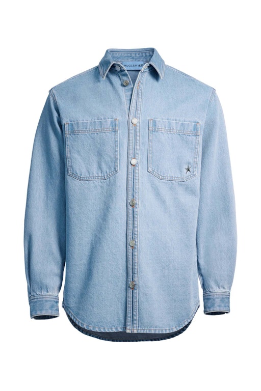 Pre-owned Mugler H&m Denim Shirt (mens) Light Denim Blue