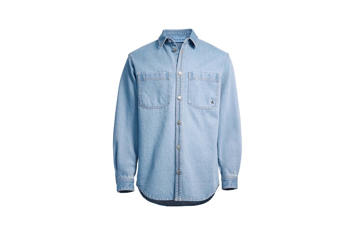 Pre-owned Mugler H&m Denim Shirt (mens) Light Denim Blue