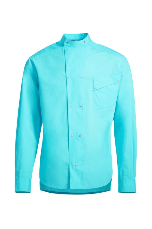Pre-owned Mugler H&m Double-breasted Poplin Shirt (mens) Turquoise