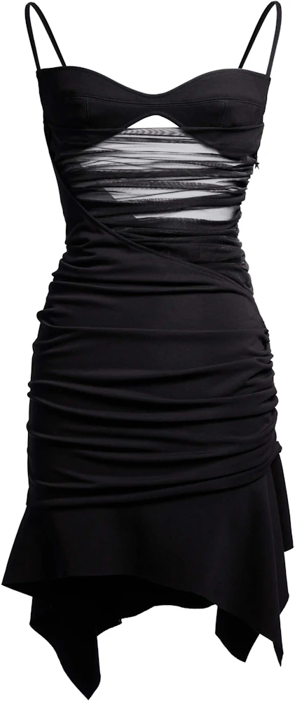 Mugler H&M Gathered Mini Dress with Bra Top Black - SS23 - US
