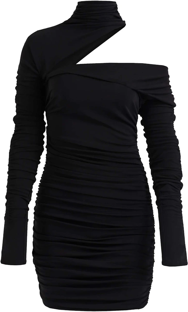 Mugler H&M Gathered One-Shoulder Mini Dress Black - SS23 - US