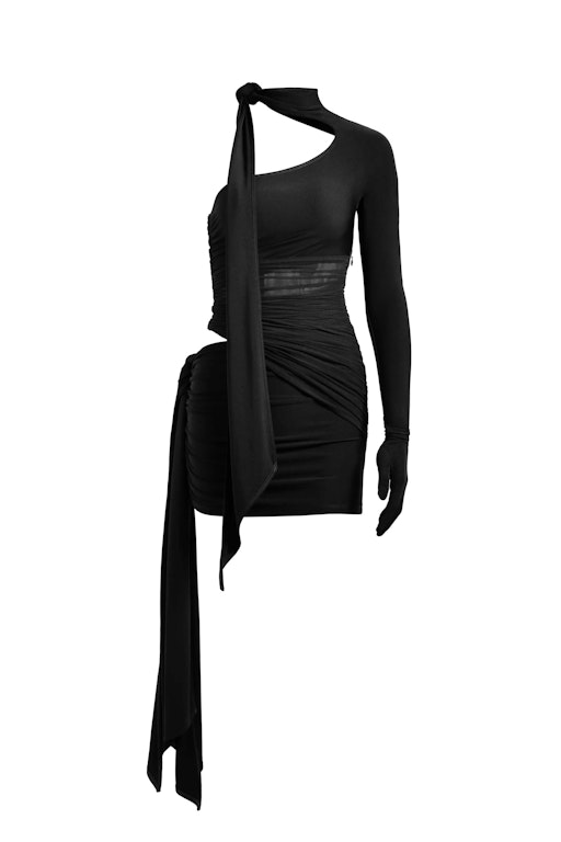 Pre-owned Mugler H&m Knot-detail One-shoulder Dress Black