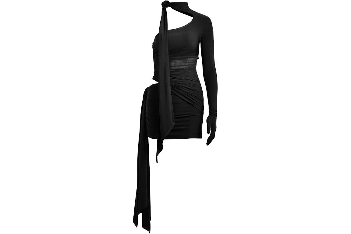 Mugler H&M Knot-Detail One-Shoulder Dress Black - SS23 - KR