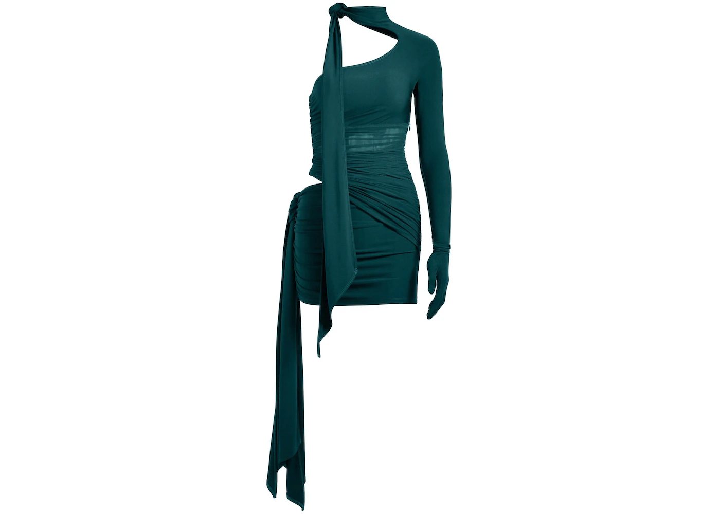 Mugler H&M Knot-Detail One-Shoulder Dress Dark Turquoise - SS23 - US