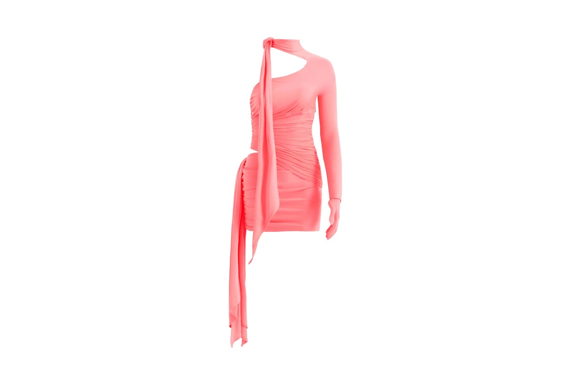 Pre-owned Mugler H&m Knot-detail One-shoulder Dress Pink