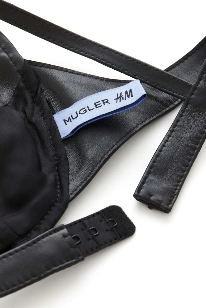 MUGLER X H&M Leather Bra Black Top UK 8