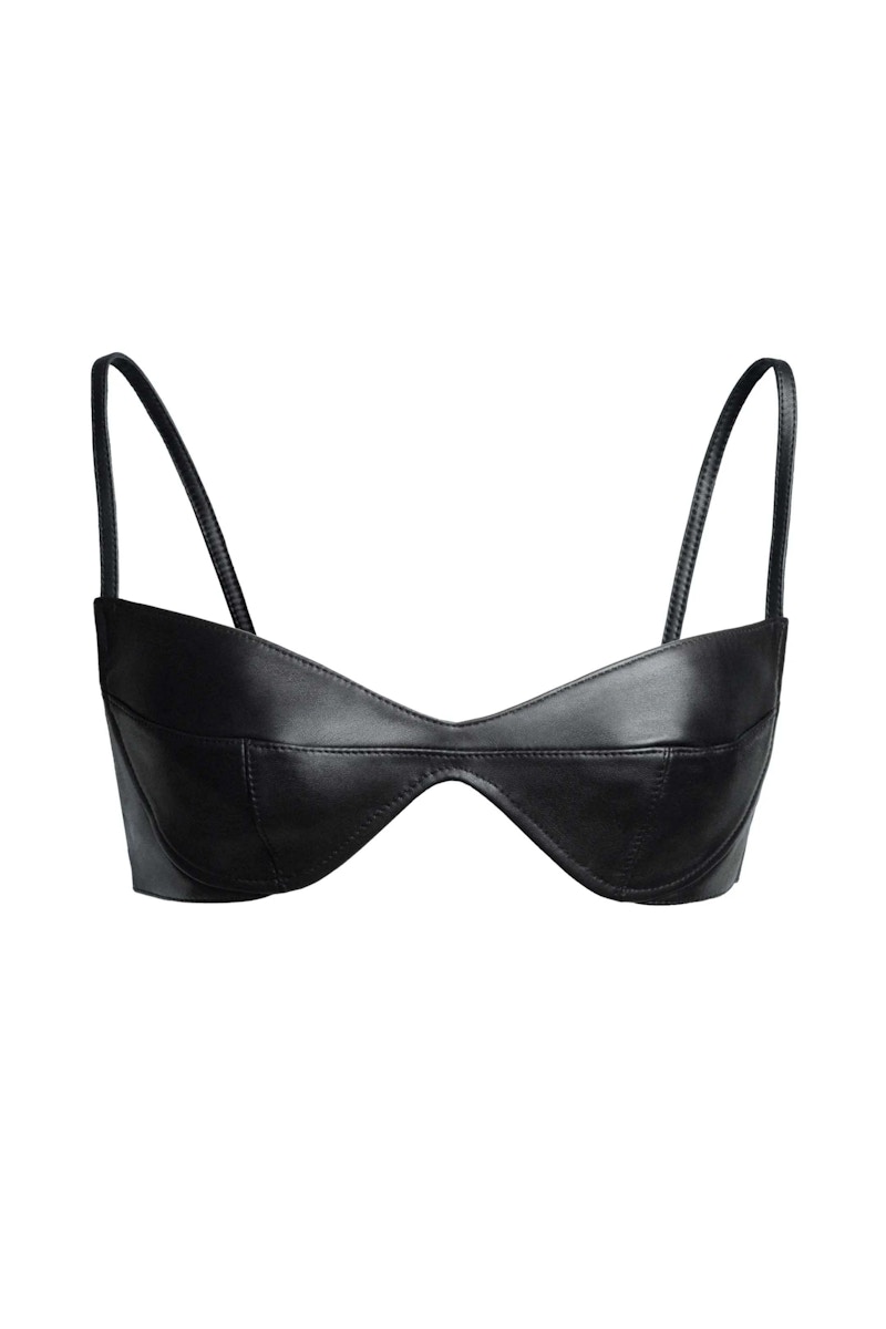 Pre-owned Mugler Women's H&m Leather Bra In Black