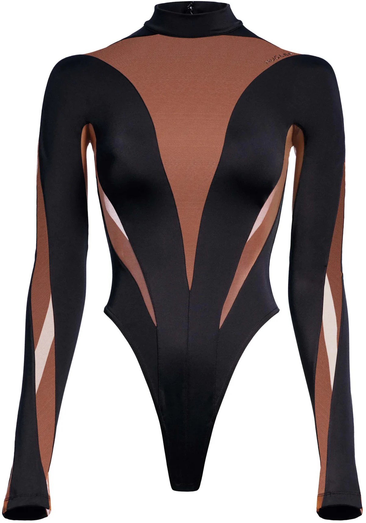 Mugler H&M Mesh-Paneled Bodysuit Dark Brown/Black - SS23 - US