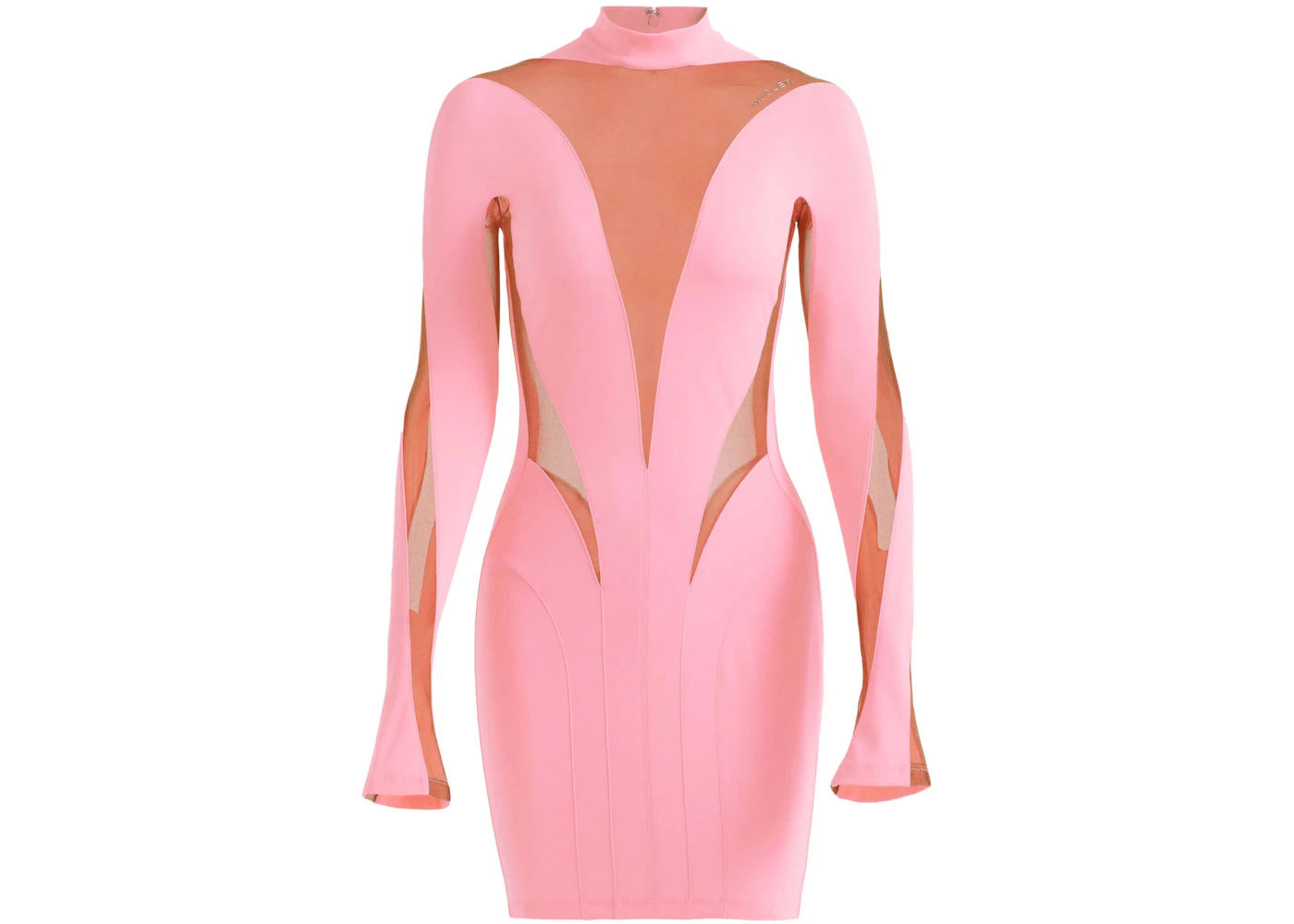Mugler H&M Mesh-Paneled Mini Dress Pink SS23 US - Main Image