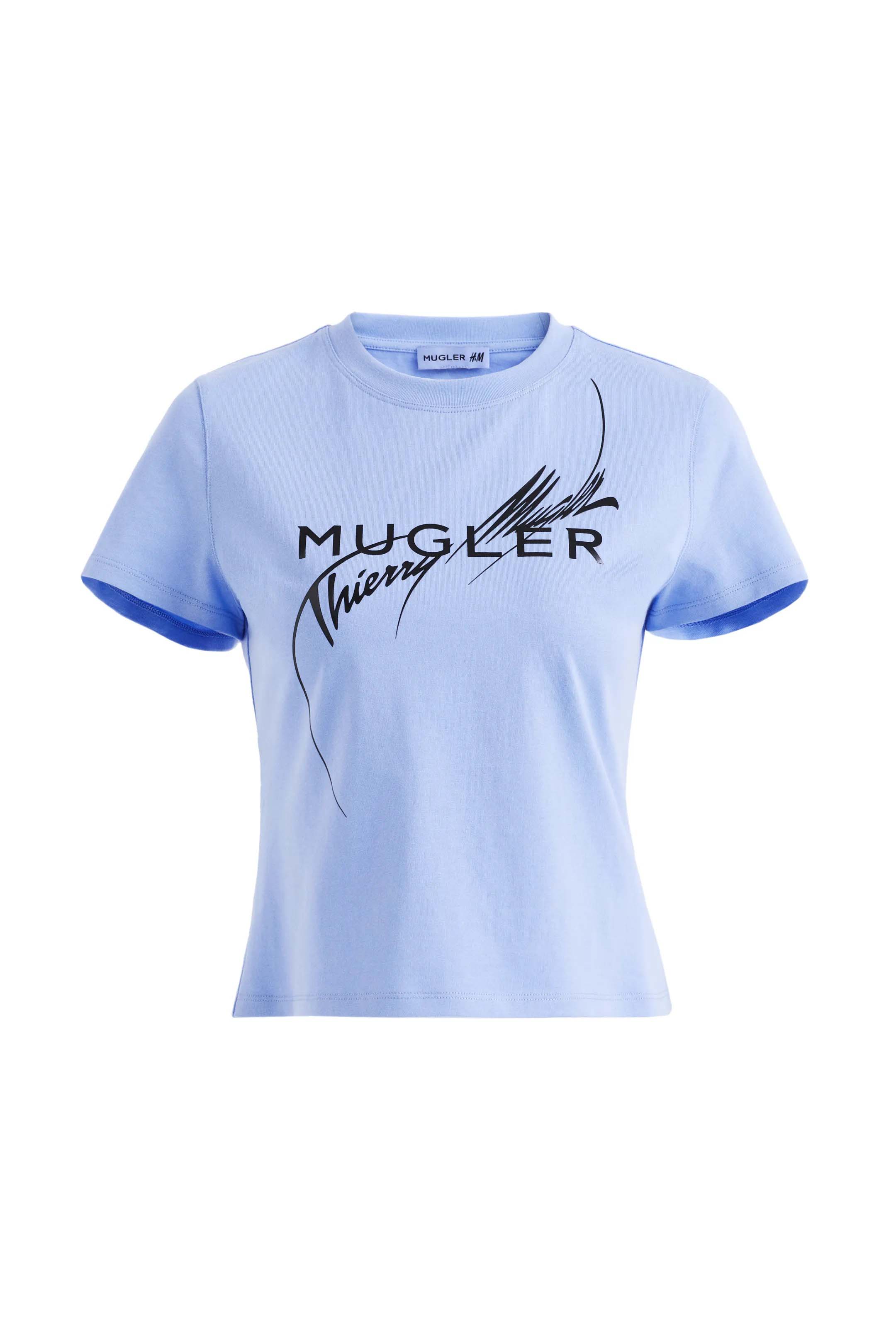 Mugler H&M Printed Fitted T-shirt Blue - SS23 - US
