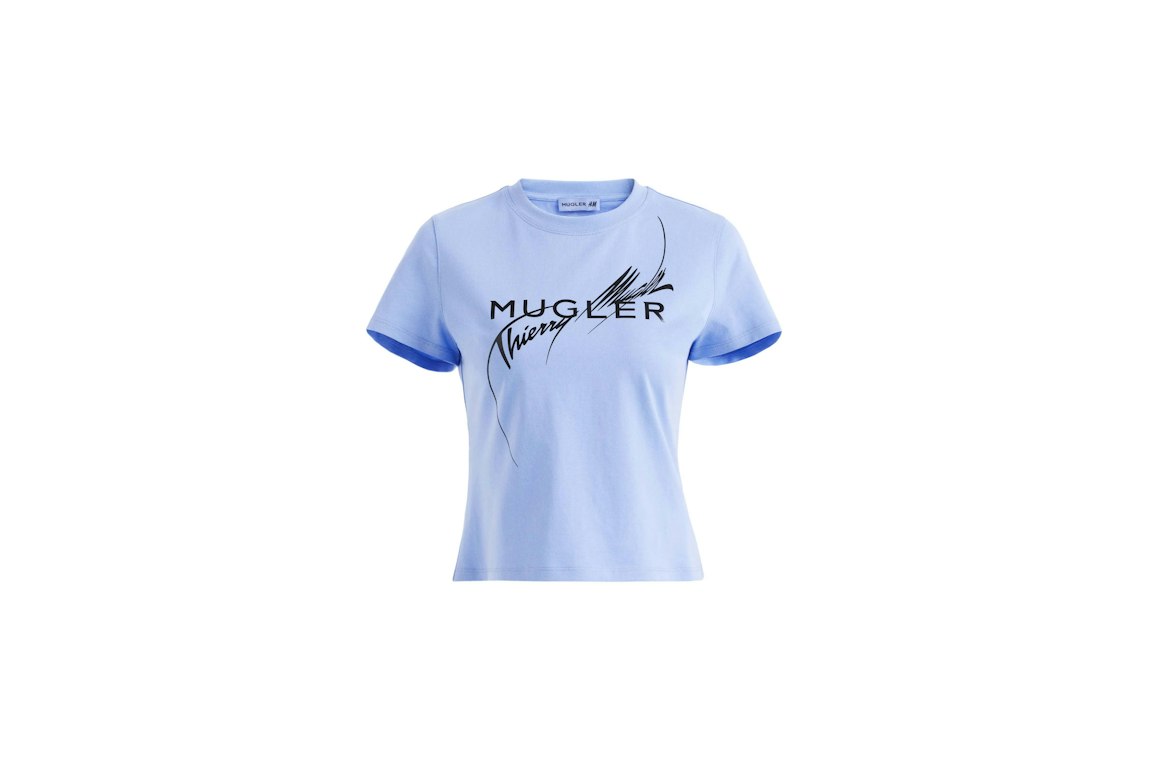Pre-owned Mugler H&m Printed Fitted T-shirt Blue
