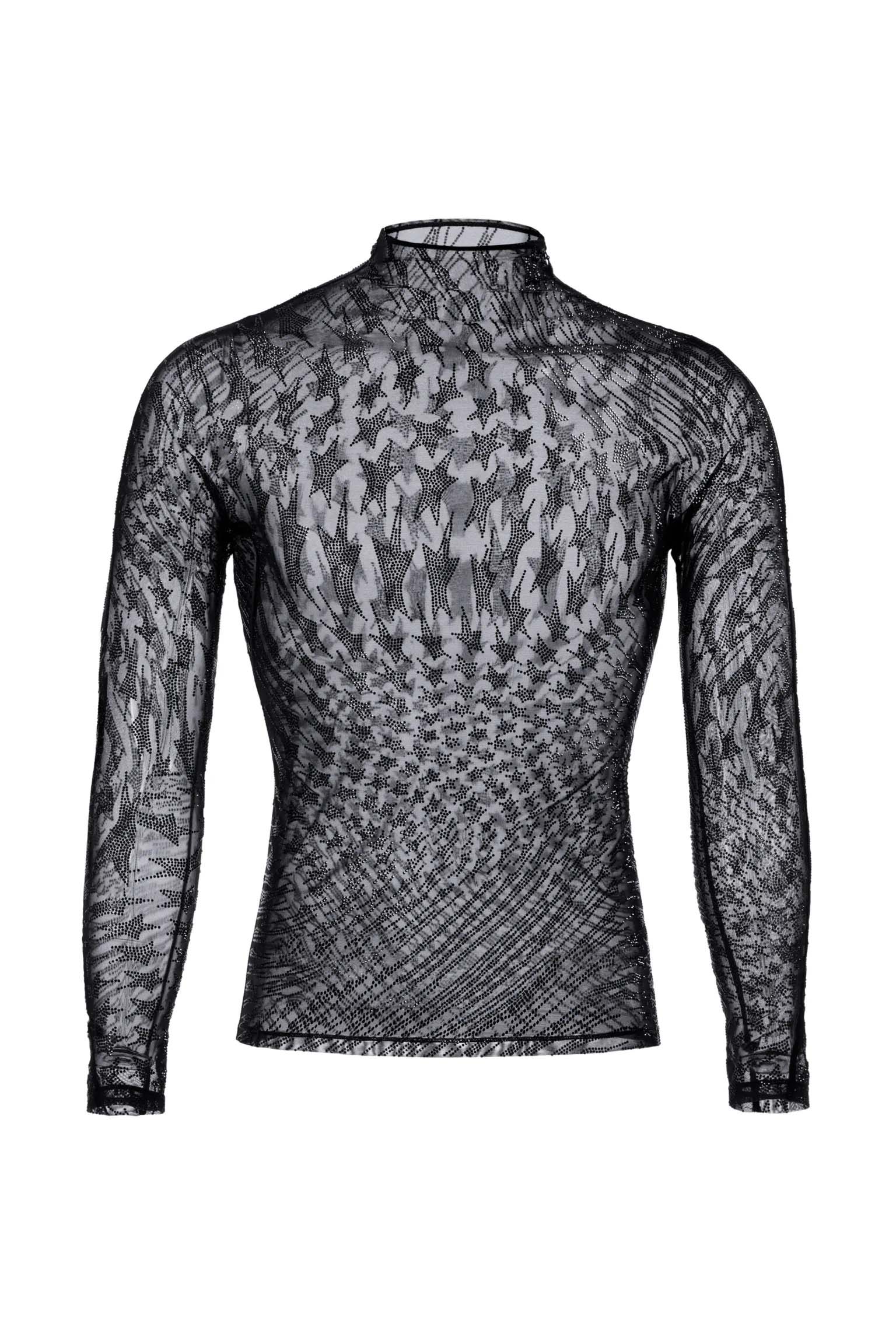 Mugler H&M Rhinestone-Embellished Mesh Shirt (Mens) Black