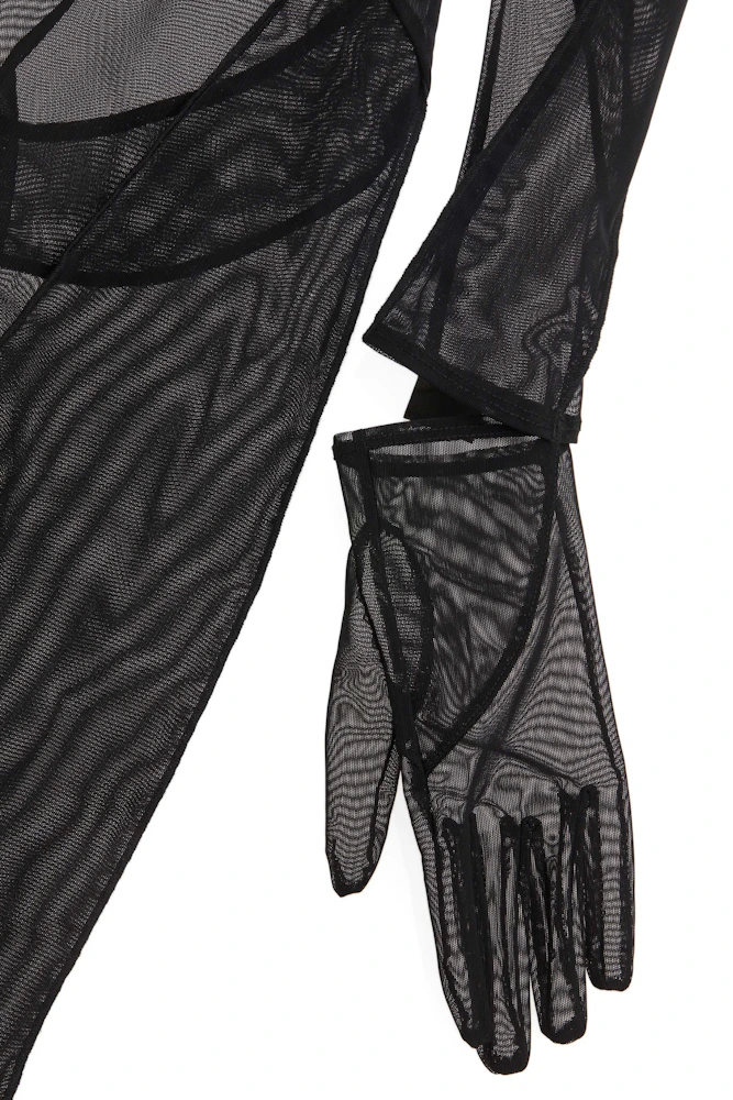 Mugler X H&M HM Mesh-Panelled Body Suit Black 0 2 4 6 8 10 16 20 34 36 38  48 New 