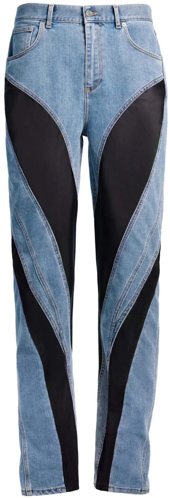 alarm Kondensere Finde sig i Mugler H&M Spiral-Panel Jeans (Mens) Light Denim Blue/Black - SS23 Men's -  US