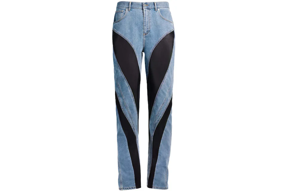 Mugler H&M Spiral-Panel Jeans (Mens) Light Denim Blue/Black Men's ...