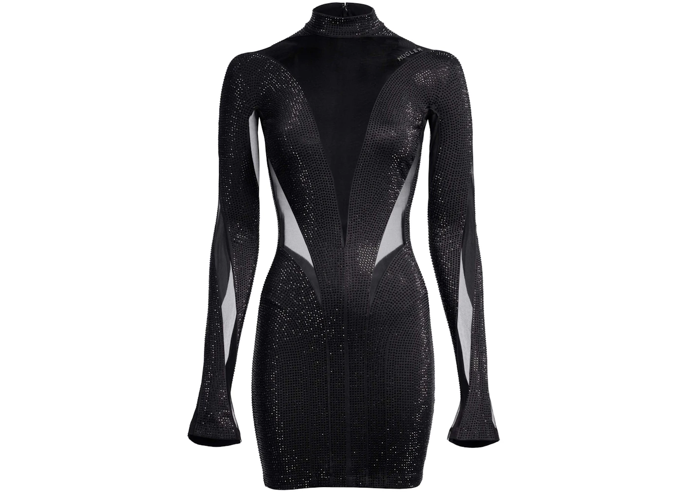 Mugler H&M Spiral-Panel Mini Dress with Rhinestones Black - SS23 - GB Mugler H&M Spiral-Panel Mini Dress with Rhinestones Black - SS23 - GB