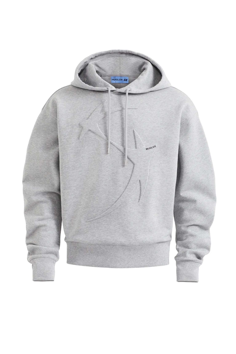 Mugler H&M Star-Motif Hoodie (Mens) Light Gray Melange