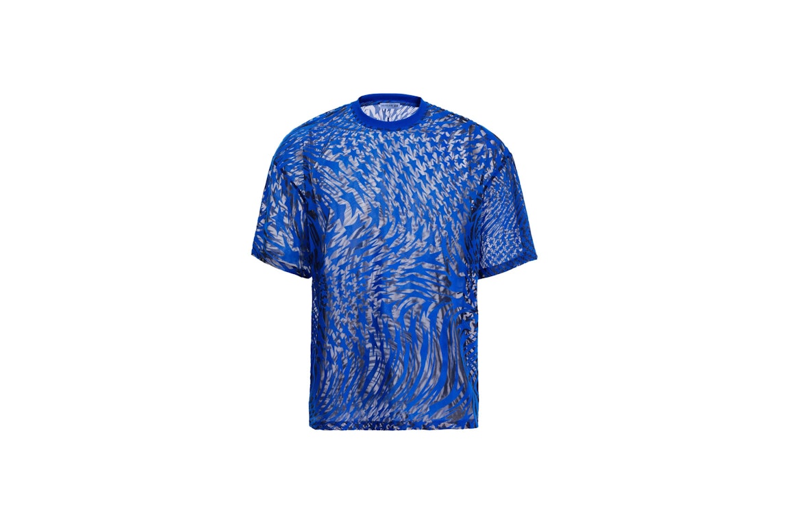Pre-owned Mugler H&m Swirling Star Mesh T-shirt (mens) Klein Blue