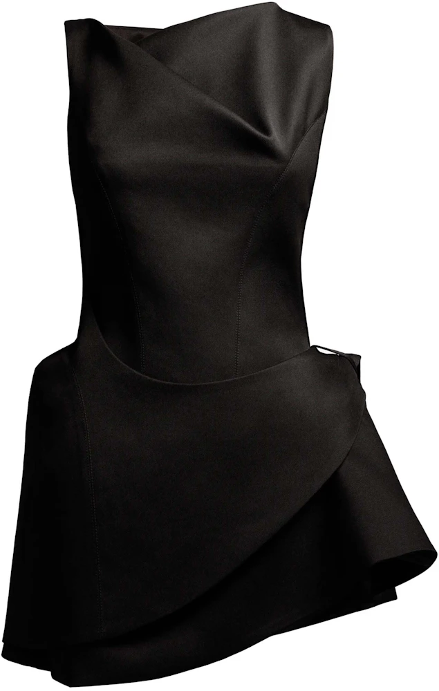 N°21 - Black wool dress with flat rhinestone decorated pockets and