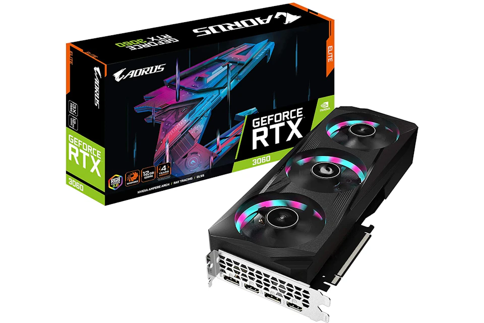 NVIDIA GIGABYTE AORUS GeForce RTX 3060 ELITE 12G Rev 2.0 LHR Graphics Card (GV-N3060AORUS E-12GD Rev 2.0)