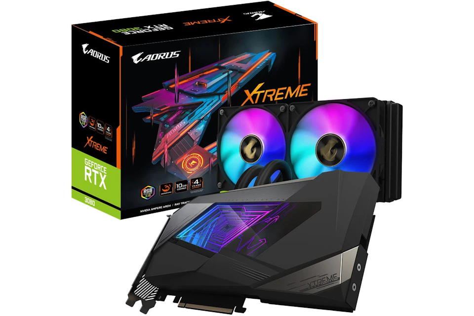 NVIDIA GIGABYTE AORUS GeForce RTX 3080 XTREME WATERFORCE 10G Rev 2.3 LHR Graphics Card (GV-N3080AORUSX W-10GD)