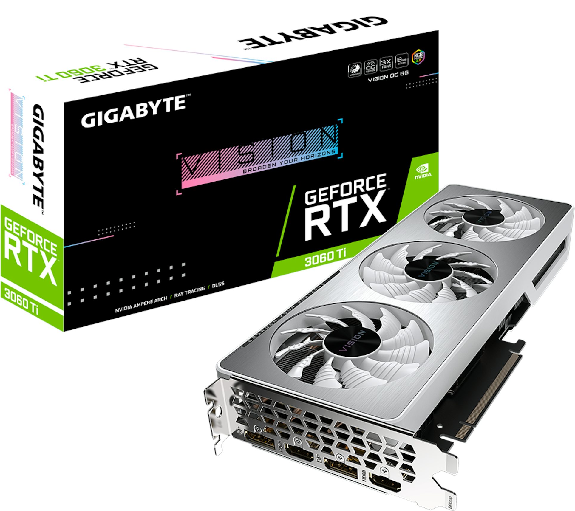 NVIDIA GIGABYTE GeForce RTX 3060 Ti VISION (rev. 2.0) 8G OC LHR ...