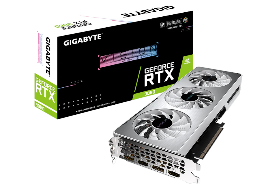 NVIDIA GIGABYTE GeForce RTX 3060 VISION OC 12G Graphics Card (GV-N3060VISION OC-12GD) White