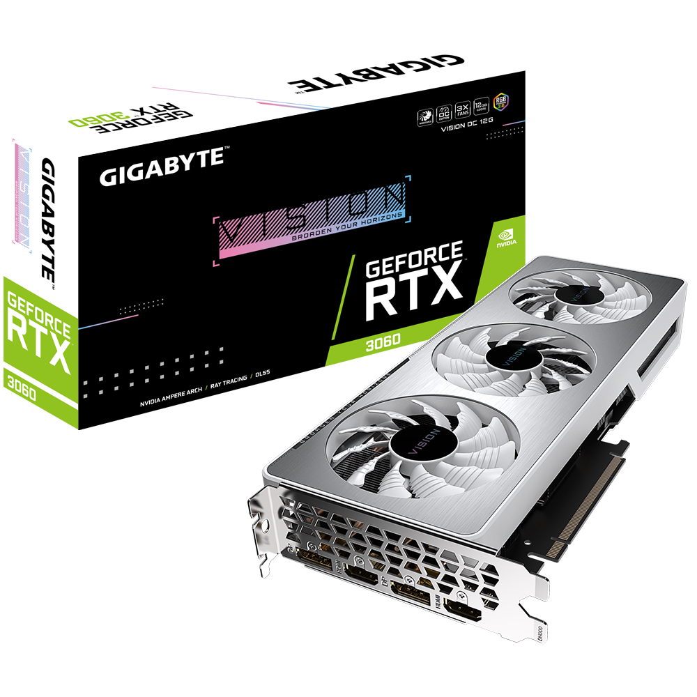 NVIDIA GIGABYTE GeForce RTX 3060 VISION (rev. 2.0) 12G OC LHR Graphics Card  (GV-N3060VISION OC-12GD Rev2) - US