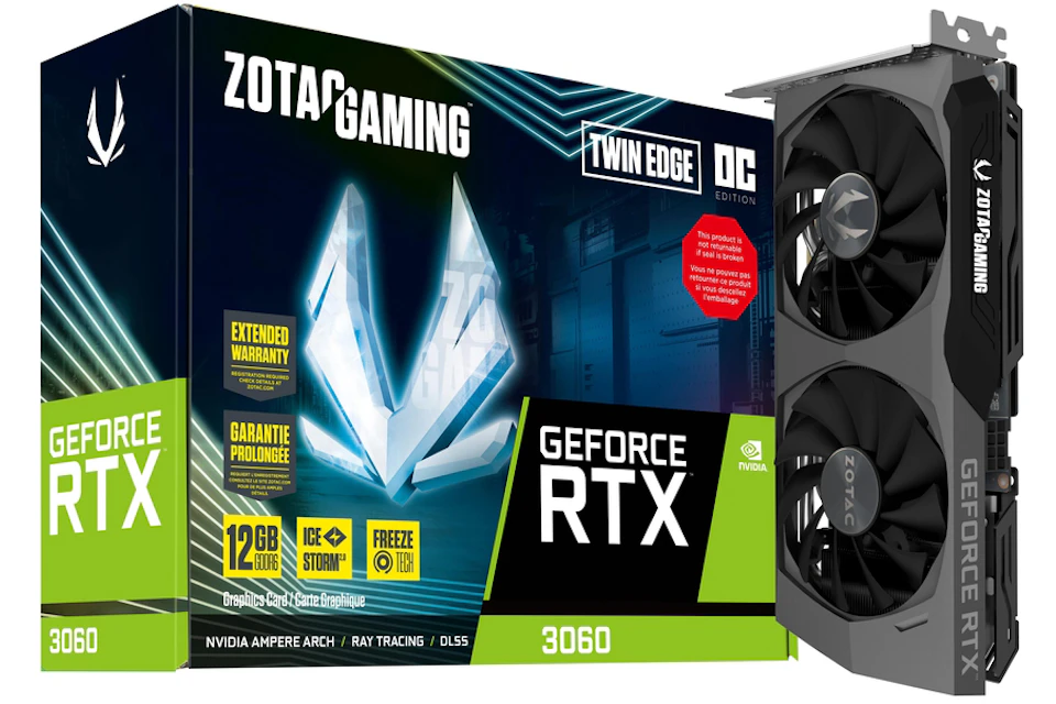 NVIDIA ZOTAC GAMING GeForce RTX 3060 Twin Edge 12G OC Graphics Card (ZT-A30600K-10H)