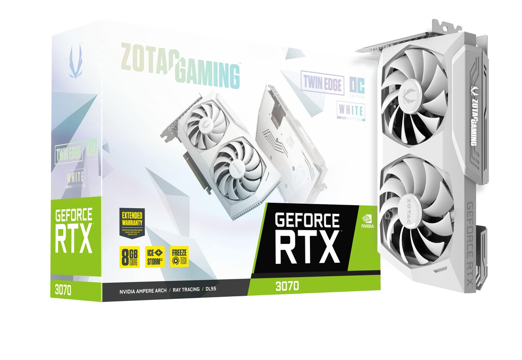 NVIDIA ZOTAC GAMING GeForce RTX 3070 Twin Edge 8G OC LHR Graphics Card  (ZT-A30700J-10PLHR) White Edition