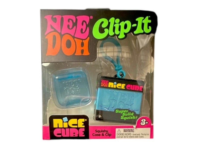 NeeDoh Clip It - Nice Cube Squishy Fidget Toy Blue