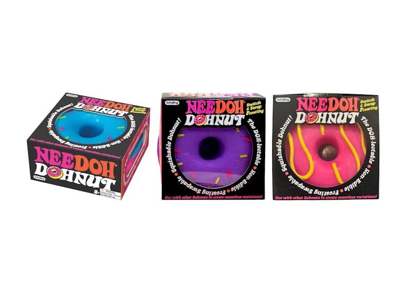 NeeDoh Dohnuts Squishy Fidget Toy 3x Lot Blue/Purple/Pink