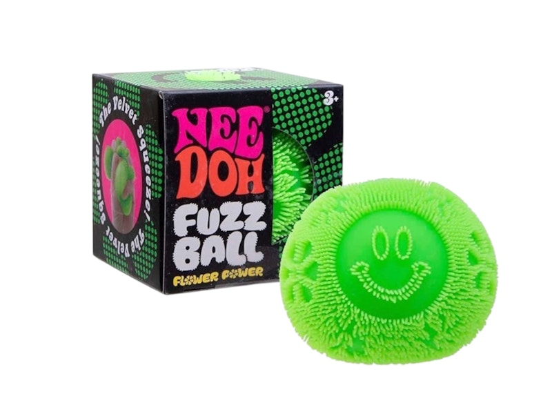 NeedOh Flower Power Fuzz Ball Squishy Fidget Toy Vert