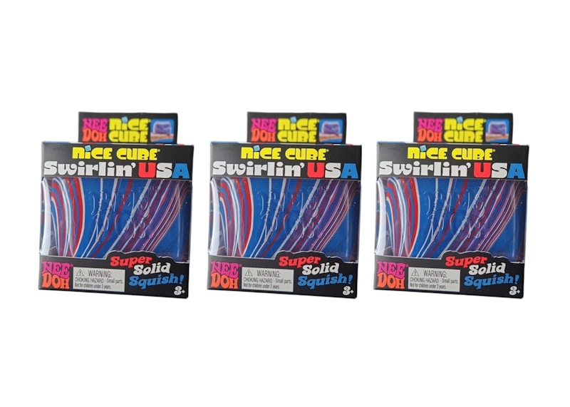 NeeDoh Swirlin USA Squishy Fidget Toy 3x Lot Red/ White/ Blue