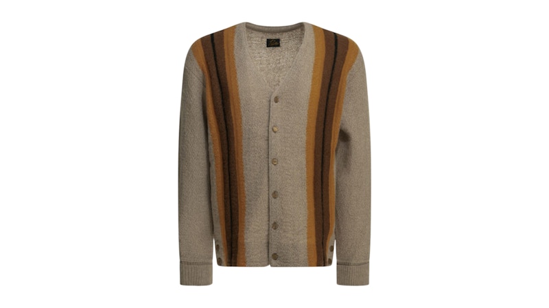 Needles Striped Cardigan Beige