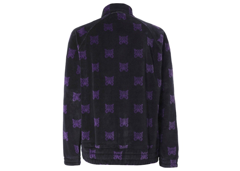 Needles Velour Papillon Track Jacket Black Purple Men's - FW22 - US