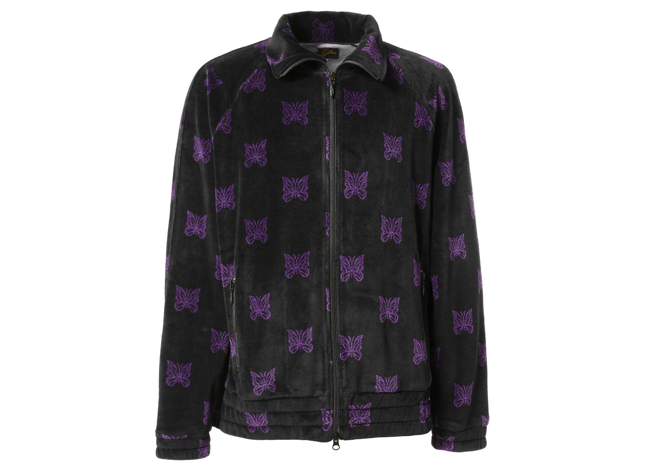 Needles Velour Papillon Track Jacket Black Purple Men's - FW22 - GB