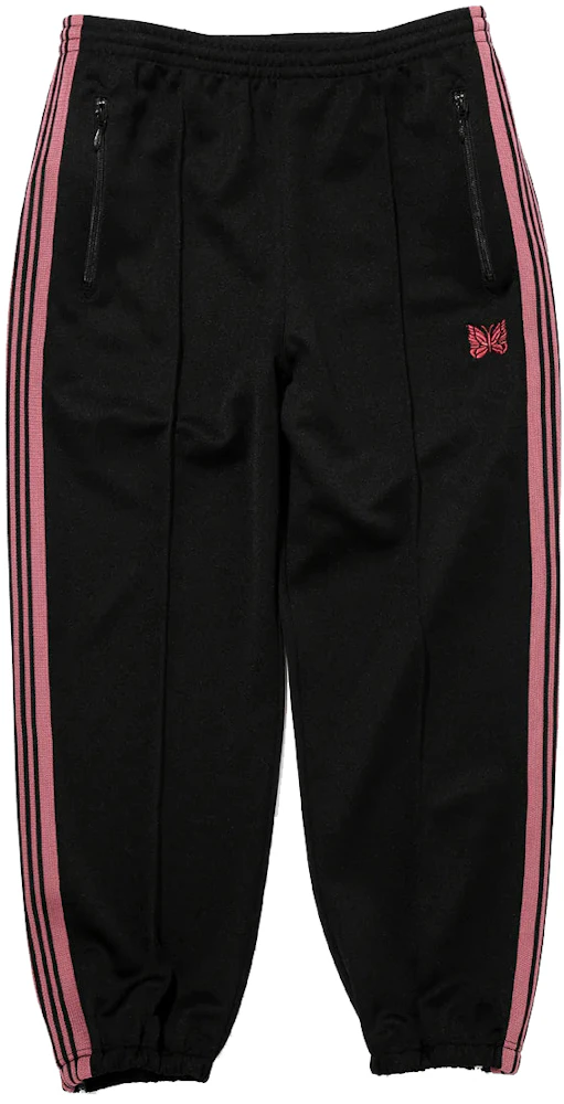 Vintage Nike Womens Track Pants Black Pink Embroidered Logo Mesh Zipper M