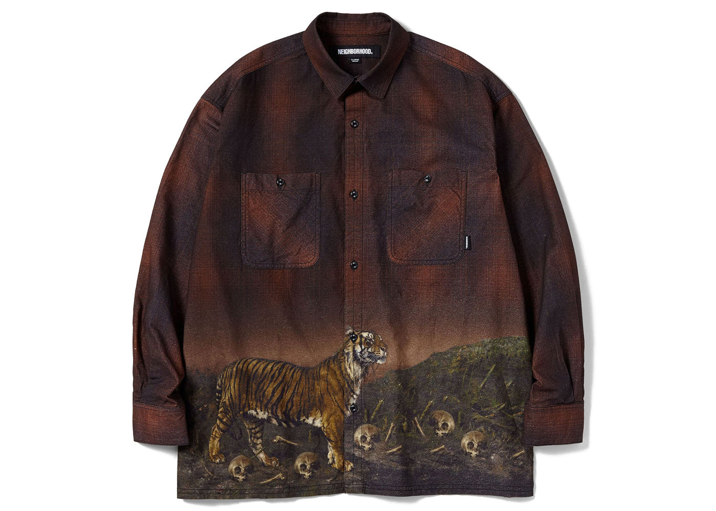 Neighborhood Tiger Print VE Shirt Brown - FW22 男装- CN