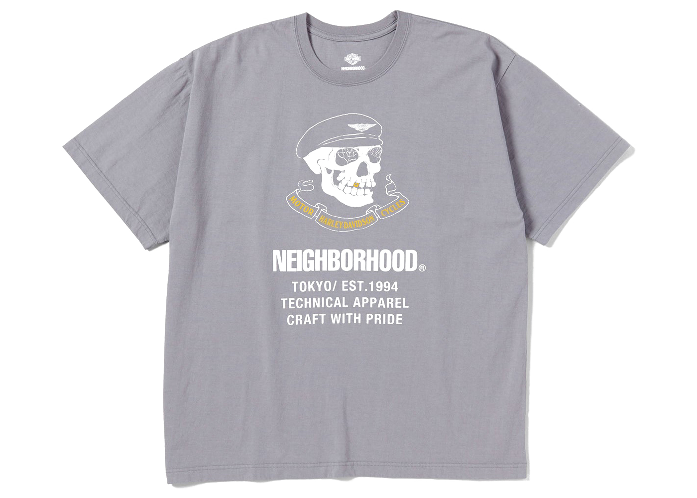 Neighborhood x Harley Davidson Cracked Print T-Shirt Grey Men's 