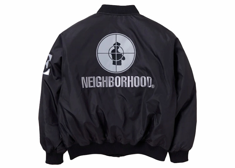 Neighborhood x Public Enemy x Majestic Baseball Jacket Black