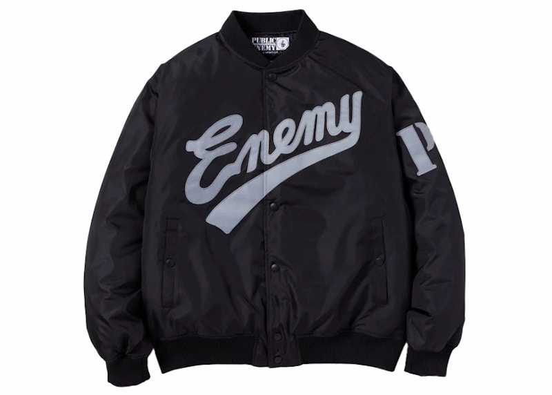 Neighborhood x Public Enemy x Majestic Baseball Jacket Black