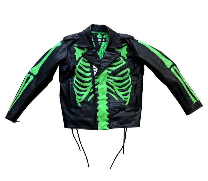 Neighborhood x Vlone Skeleton Leather Jacket Black/Green Men's - US