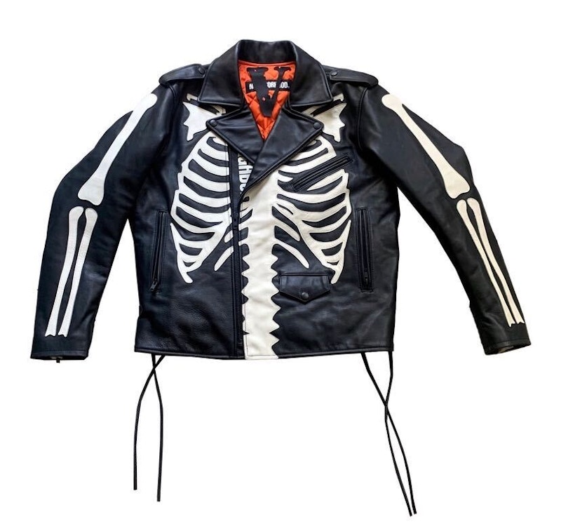 Neighborhood x Vlone Skeleton Leather Jacket Black/White Men's