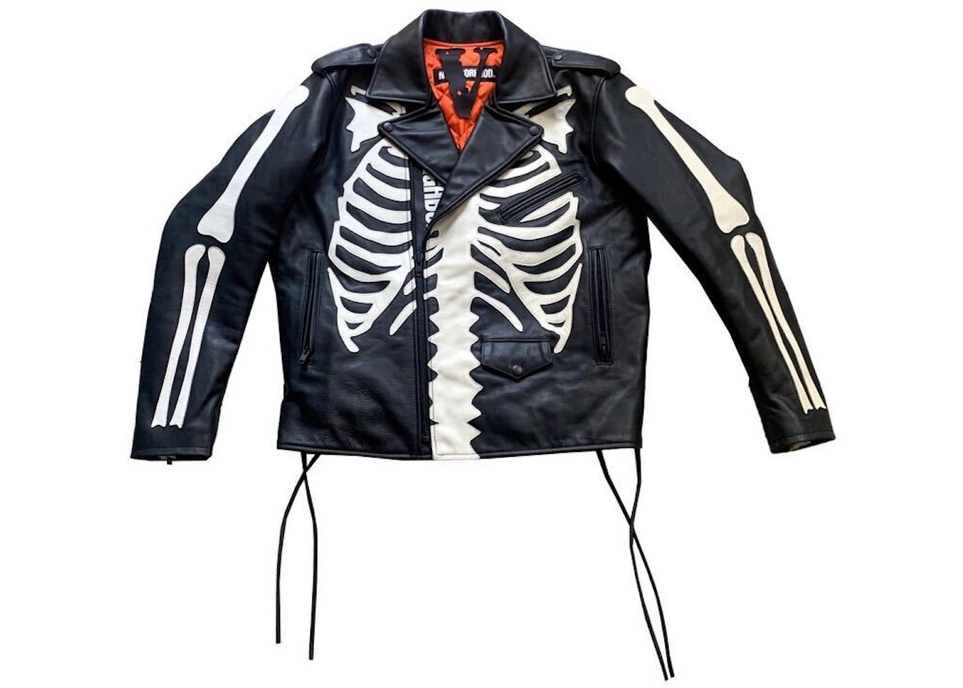 Neighborhood x Vlone Skeleton Leather Jacket Black/White Men's - US