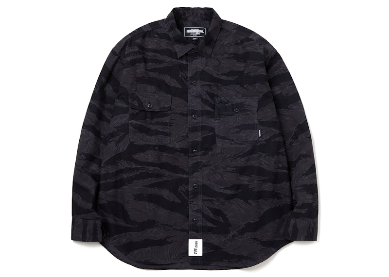 Neighborhood x Wind and Sea Camouflage Officer Shirt Black - SS23