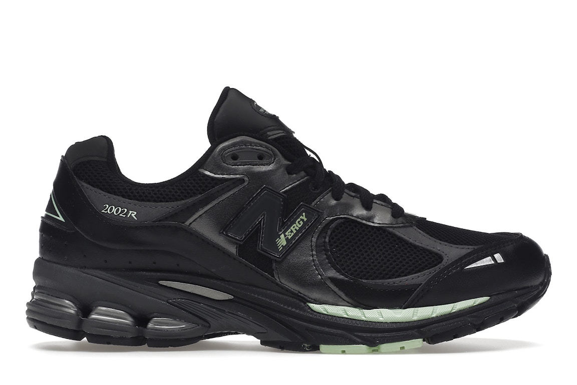 Pre-owned New Balance 2002r Black Silver Green In Black/powder Green