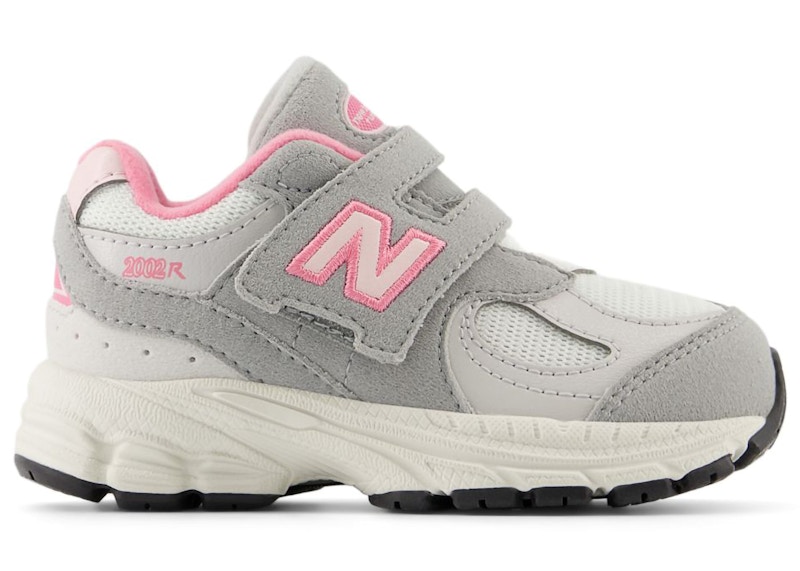 Pre-owned New Balance 2002r Hook And Loop Sneakers In Raincloud/signal Pink